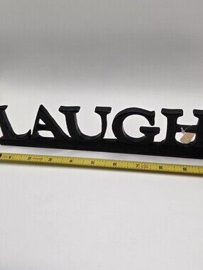 Laugh Sign Resin Espresso Color Rustic Faux Wood Fall Decor Farmhouse Gift